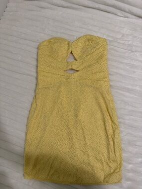 Strapless Yellow Sequin Party Dress